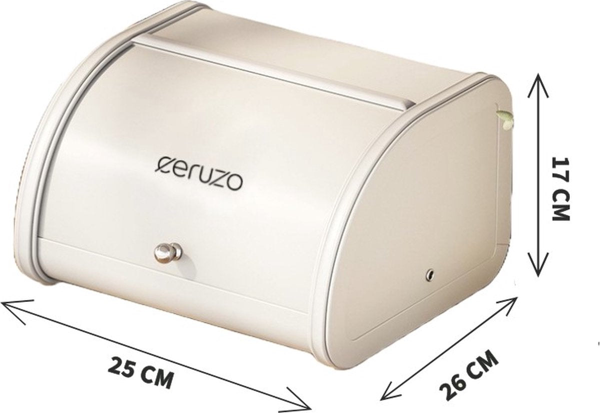 Corbeille à pain couvercle coulissant Ceruzo - Design rétro- Boîte de rangement Cuisine-Tapis doux- 25 x 26 x H17 cm - beige