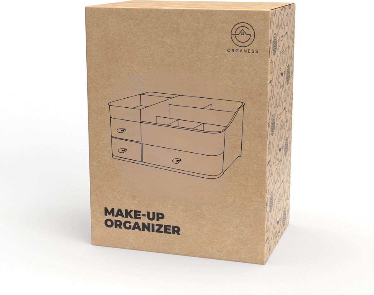 Organess Make-up Organiser 2024 - Acrylique vert - 3 tiroirs et 2 compartiments - Boîte de rangement pour les soins de la peau