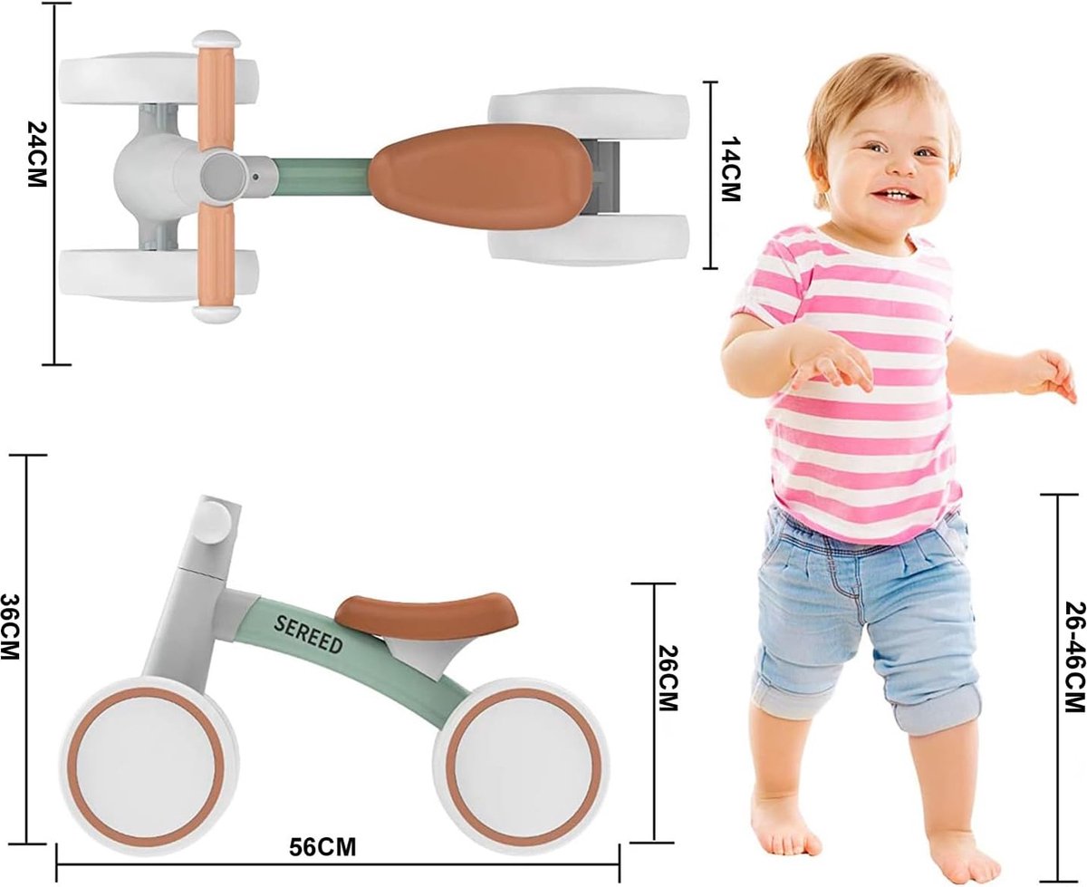 Keebies Sturdy Kids Walking Bike - Toddlers 12-24 Months - Grey - 25.4 cm Seat Height - 1.6 kg Lightweight