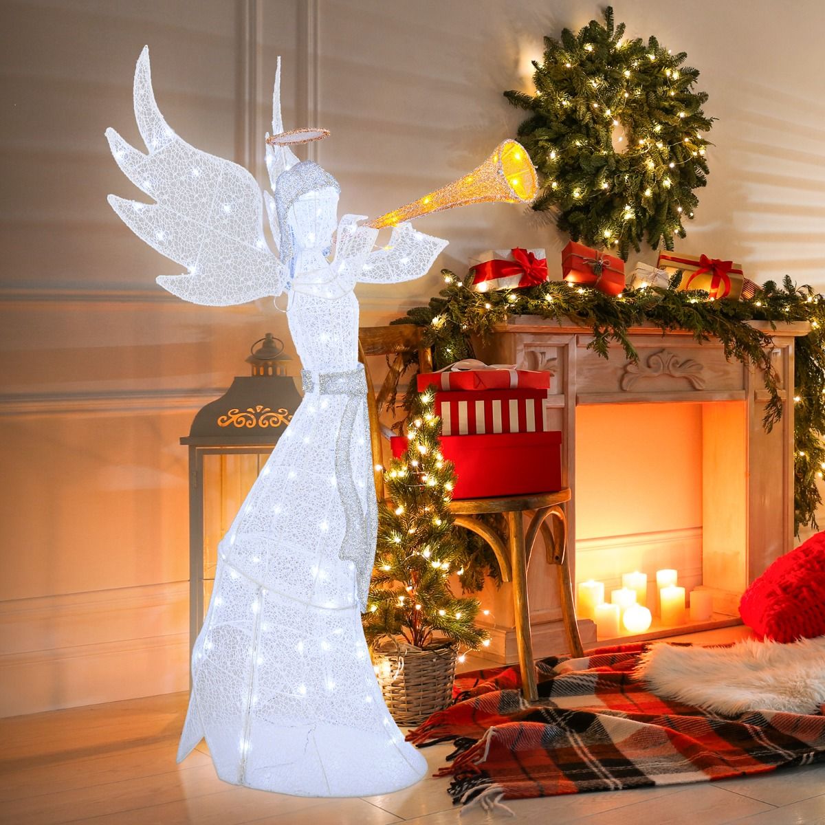 Ange de Noël illuminé Coast pour l'intérieur et l'extérieur - Blanc chaud et froid - 100 LED - IP44 - 88 x 58 x 156 cm