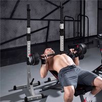 Support à haltères réglable pour squats, 135,5–190,5 cm, avec supports de poids et barres de sécurité, 300 kg