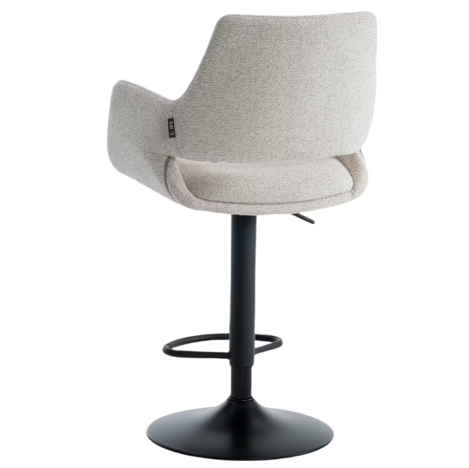 Criks Design Tabouret de bar Monza - réglable 93-115 cm - pivotant sur 360° - avec repose-pieds - beige