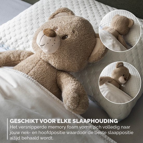 BREND BR-2215 Oreiller CloudComfort pour toutes les positions de sommeil - mousse à mémoire de forme - avec faces chaudes et froides - confort réglable - blanc