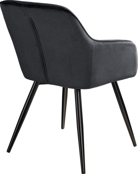 tectake® - Chaise - chaise de salle à manger - Marilyn aspect velours noir - 403663