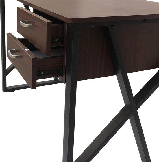 Bureau table ordinateur Sturdy - table d'appoint - industriel vintage - noir métal bois marron