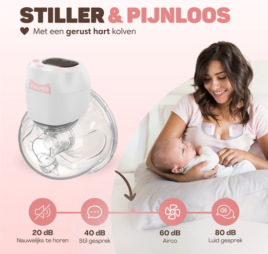 Vulpes Goods® BabyCare - Tire-lait mains libres - Tire-lait électrique sans fil - Double tire-lait électrique - Portable - 2 pièces