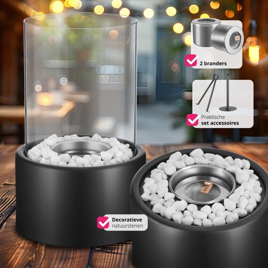 Cheminée de table au bioéthanol tectake® - Décoration de terrasse et de balcon - Feu de table à l'éthanol - Accessoires pour la maison et gadgets pour le camping en plein air - Décoration de table pour l'intérieur et l'extérieur