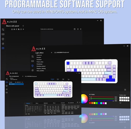 Ajazz AK820 MAX - 75% Wireless Gaming Keyboard - Mécanique - Touches latérales imprimées - Joint - Hot Swap - Tri mode - Clavier QWERTY - 82 touches - Gradient Blue