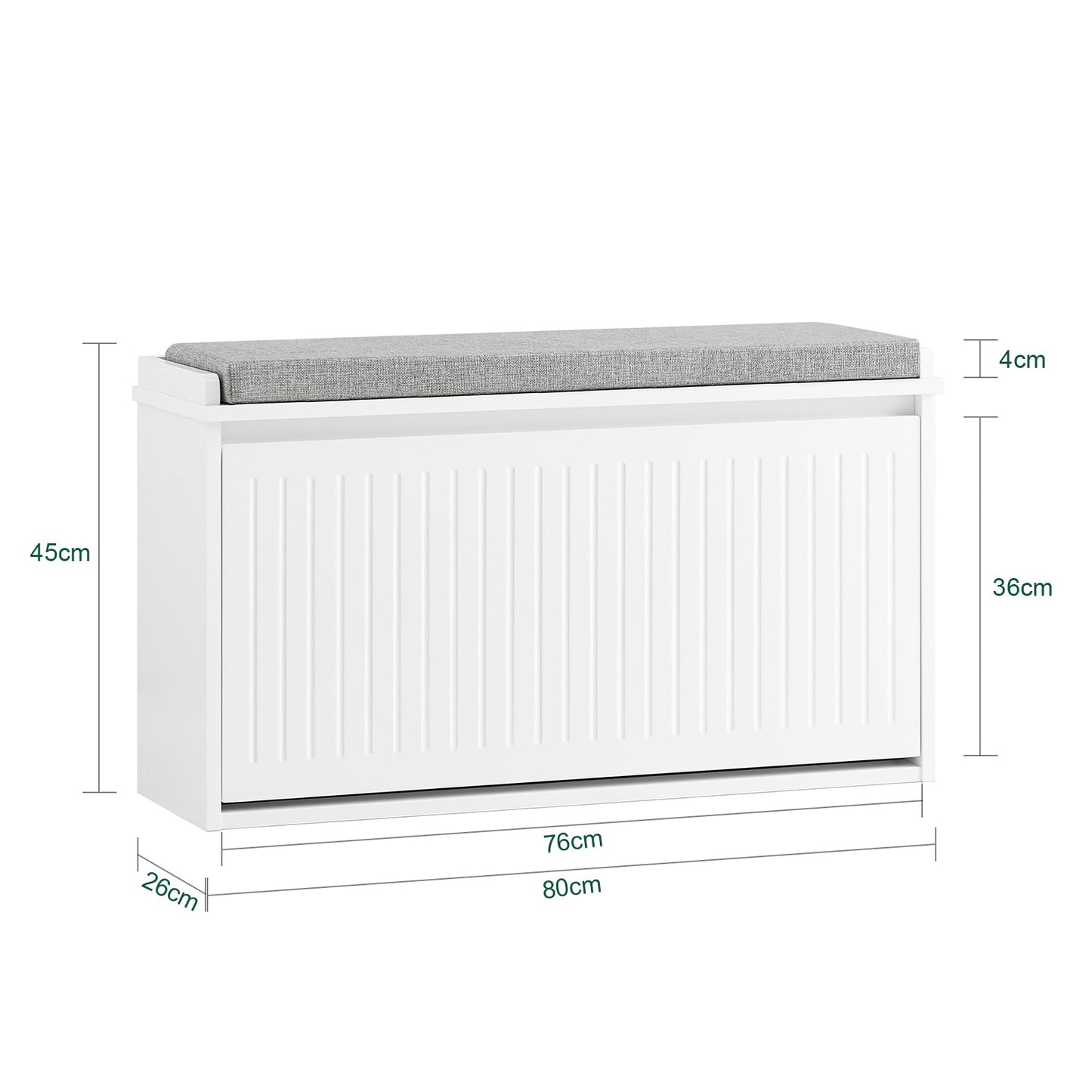 SoBuy Meuble à chaussures avec assise et abattant - blanc - 80x45x26 cm - Meuble à chaussures moderne en MDF