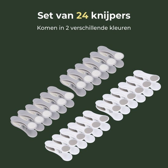 Gandria Pinces à linge 24 pièces - Pinces à linge en plastique - Lot de 24 pinces à linge en plastique - Pinces à linge 10 Kg - Gris/Blanc et Blanc/Gris