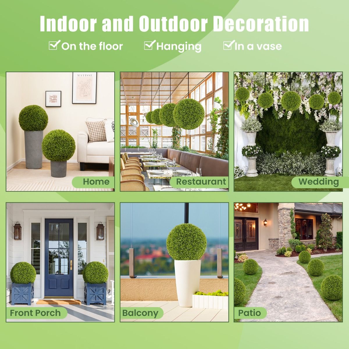 Coast 2 Pièces Bulbes Buxus Artificiels Réalistes Ø 40 & 50 cm - Vert résistant aux UV et à l'eau - Plantes Bulbes Décoratives pour l'Intérieur et l'Extérieur