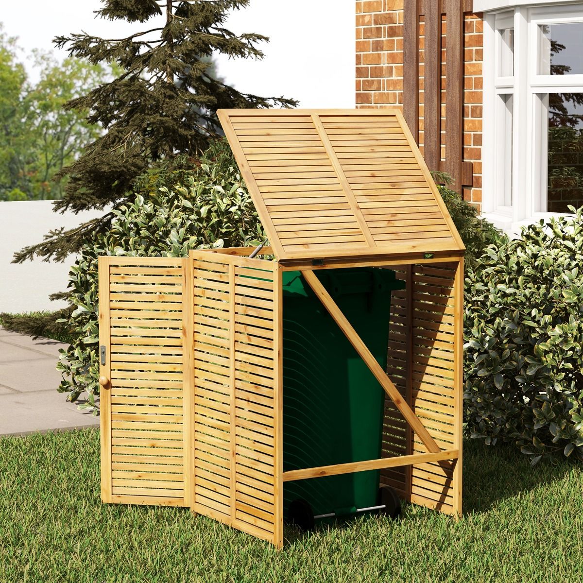 Coast Wooden Waste and Tool Storage 120L for Outdoors - Natural - 86 x 70 x 114 cm