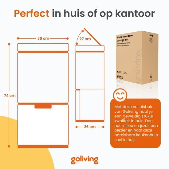 Poubelle de tri sélécrtif automatique - Goliving - 64 L - Poubelle à détécteur - Séparation des déchets - Détecteur mains libres - Résistant à l'humidité - Acier inoxydable - 40L + 2x12L + 8L - Argenté