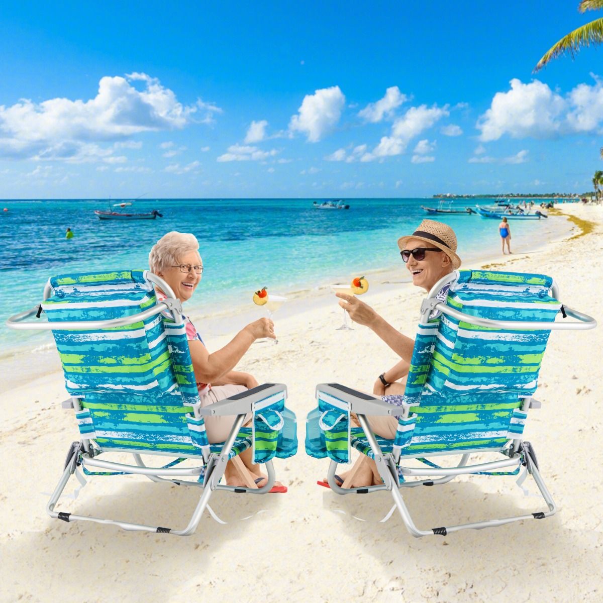 Chaise de plage Coast avec dossier réglable - 1 pièce - Max. 150 kg - 66 x 65 x 75 cm - Vert