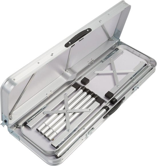 Table de camping Casaria Aluminium - Incl. 2 bancs/pliables - Gris