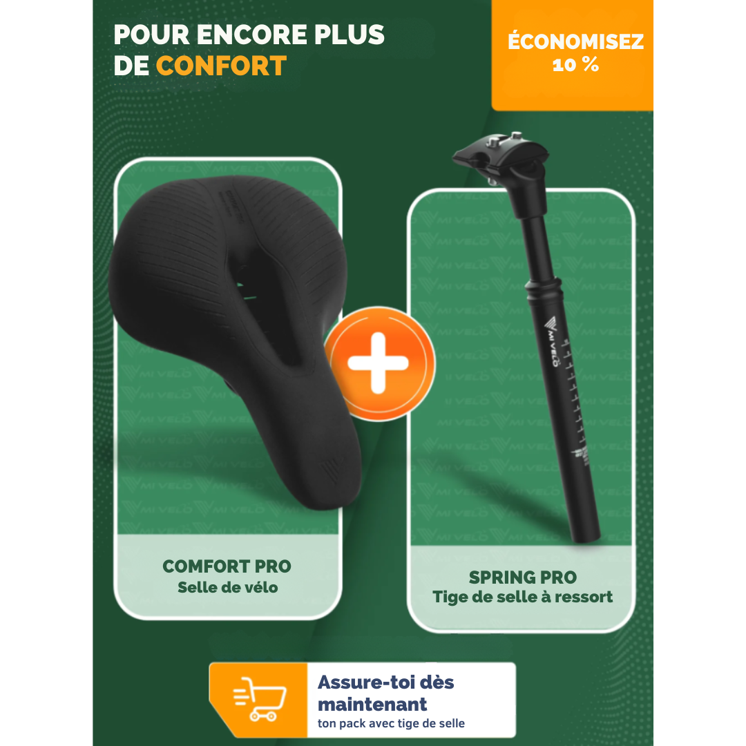 Selle de vélo MIVELO - Mousse à mémoire de forme - 100% étanche - Universelle - Noire