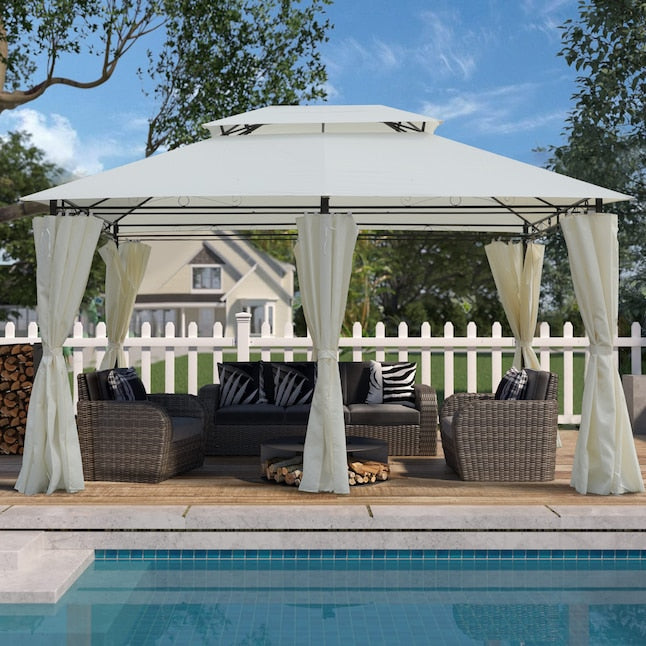Pavillon Kahomvis 13 x 10 pieds – Imperméable – Double toiture – Avec parois latérales amovibles