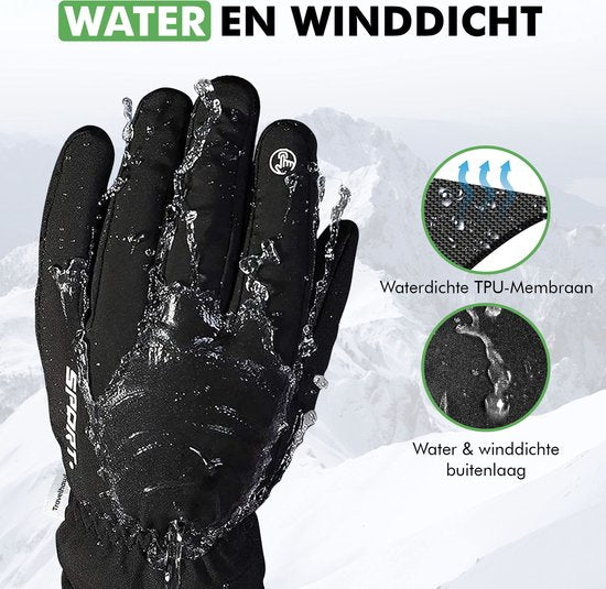 Travelhawk Touchscreen Gloves - Extra Warm - Splashproof Gloves Men - Gloves Ladies - Gloves Winter - Scooter/Bike - Black - L/XL