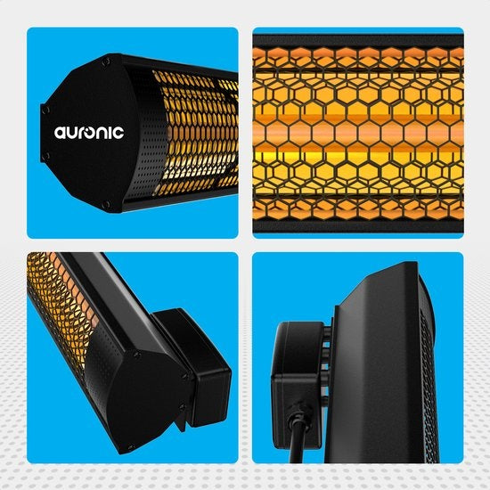 Chauffage de terrasse Auronic - Electrique - 2000W - IP55 - Noir
