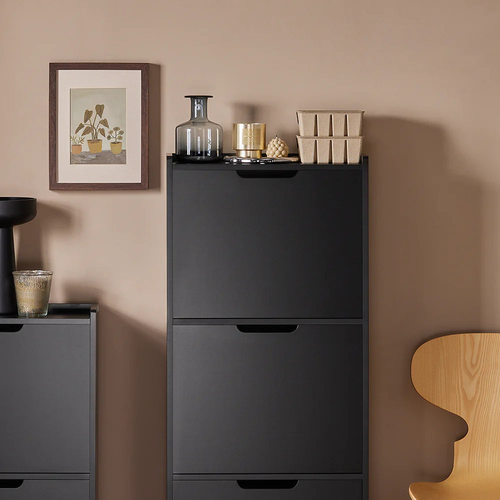 SoBuy FSR151-H-SCH Armoire à chaussures avec 3 abattants - 50 x 19 x 129 cm - Anthracite