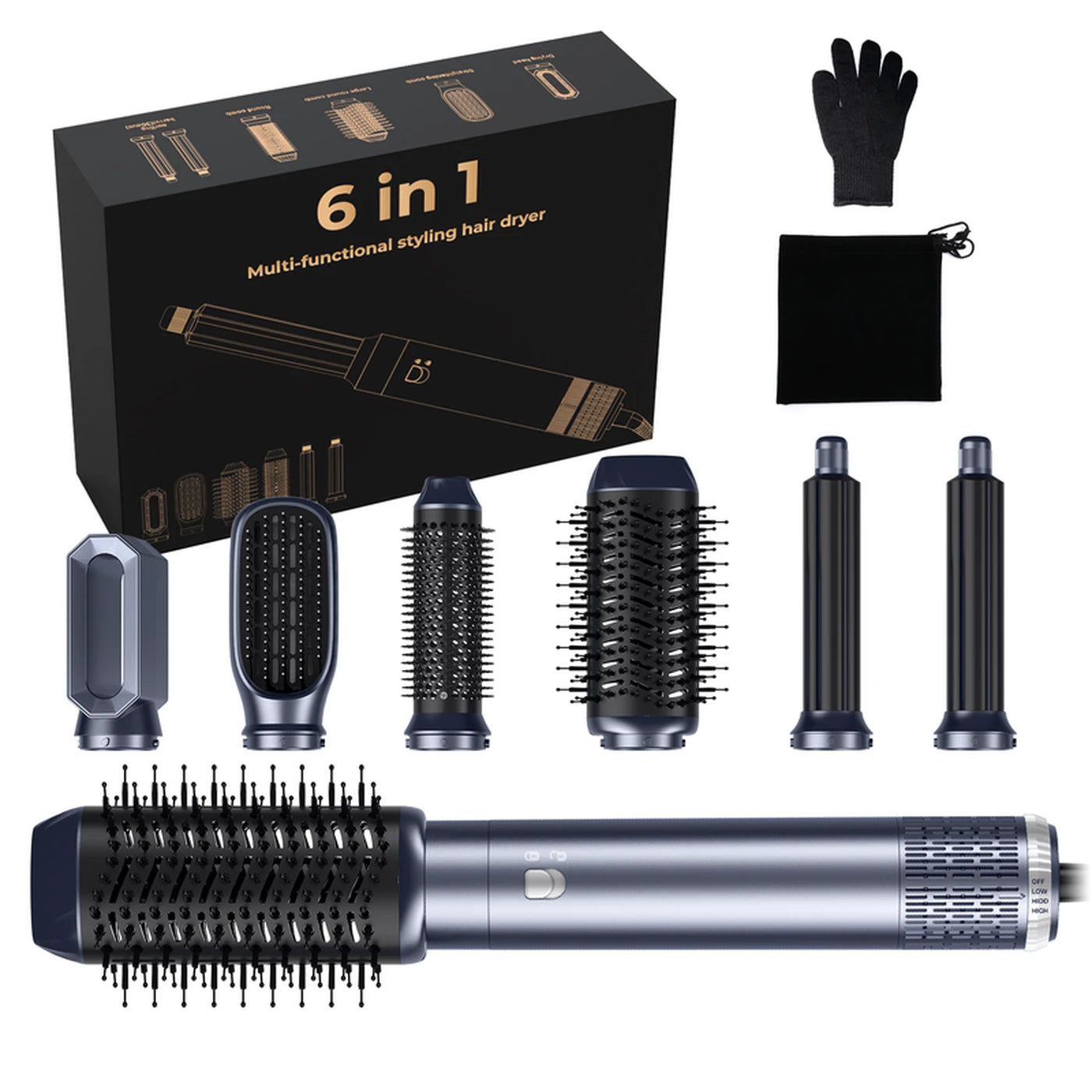 Atopskins Appareil de coiffure 6 en 1 Volume & Brillance - Sèche-cheveux, brosse à boucler et brosse à lisser