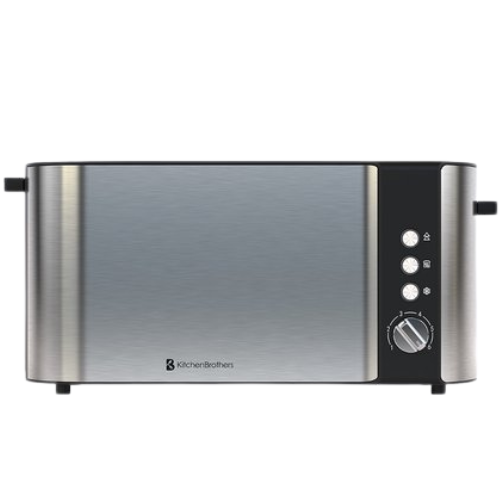 Grille pain - KitchenBrothers - Toaster - 6 niveaux de chaleur - 1520W - inox/noir