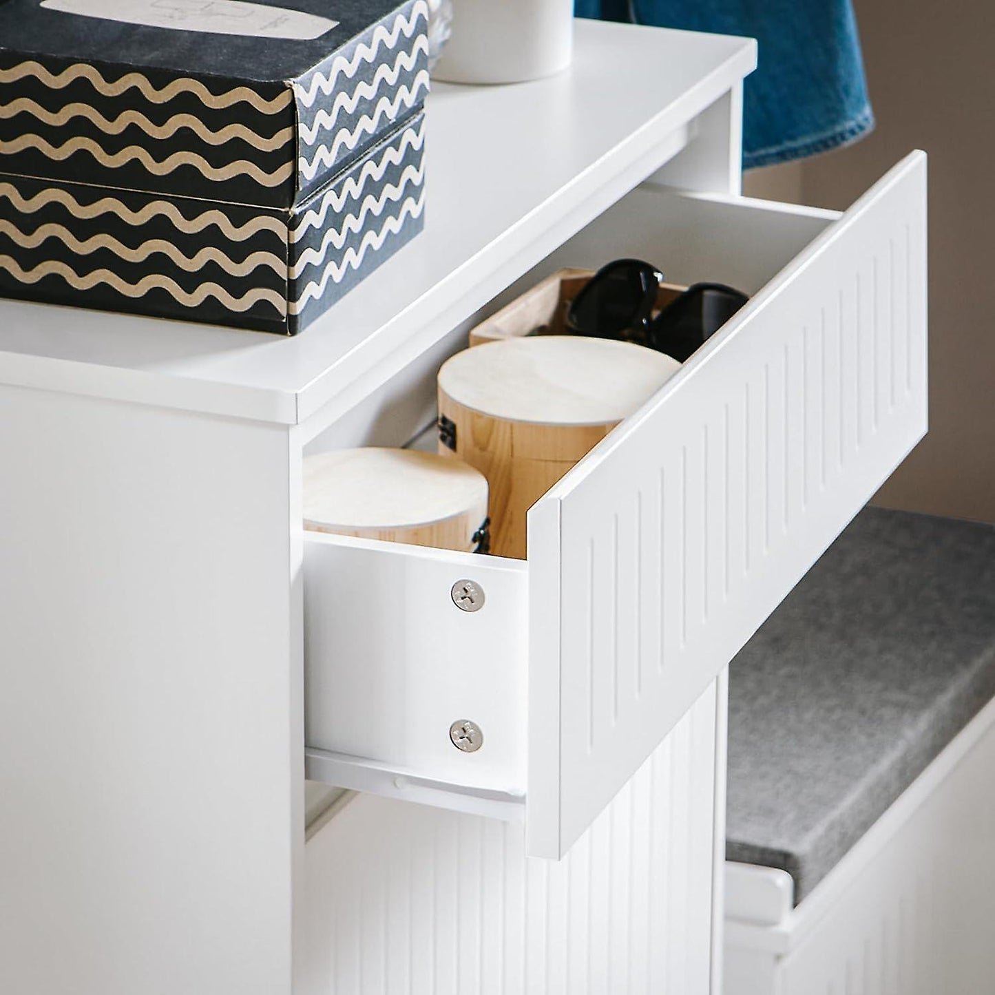 SoBuy Meuble de rangement pour chaussures - FSR165-W - 3 tiroirs - MDF - 61x26x100cm - Blanc100