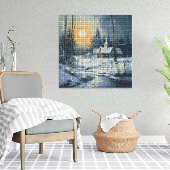 Rubye® Peinture au diamant - Peinture au diamant adultes - Peinture au diamant enfants - Package peinture au diamant complet - Maison d'hiver -30x30cm