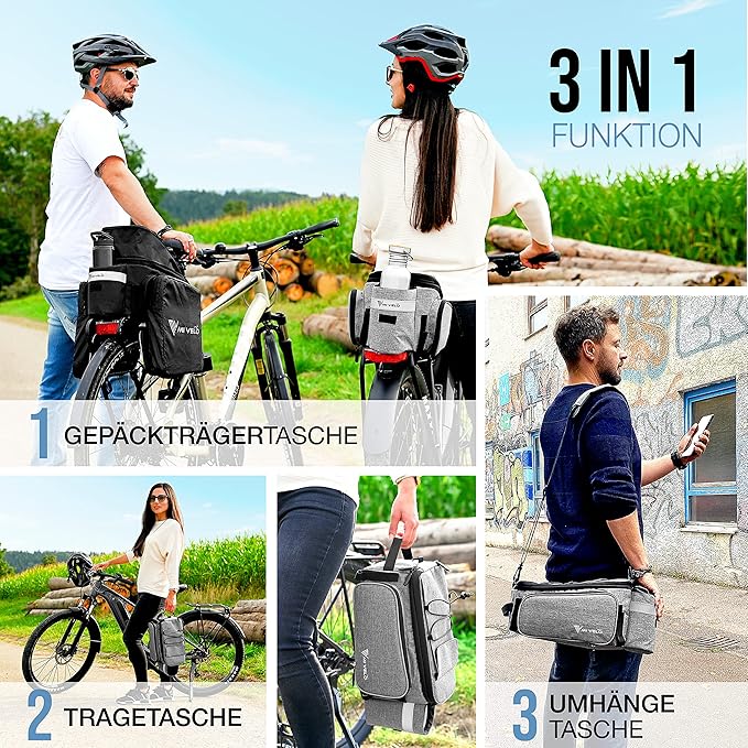 Sac de vélo MIVELO - Imperméable et isolé - 20 litres - Gris
