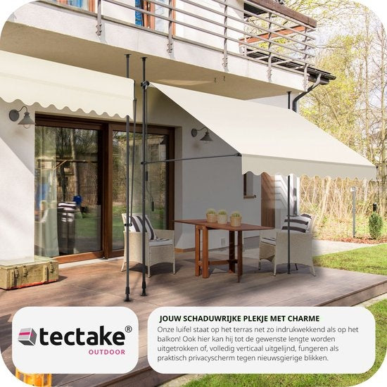 tectake - store à pinces - parasol - réglable - store à pinces - parasol balcon - 250 x 180 cm - beige - store - 404960