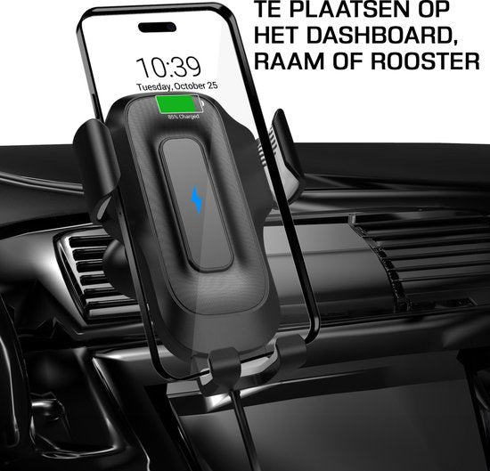 Supports de téléphone Podec pour voiture - Avec ventouse - Chargeur sans fil 15W - Pour grille d'aération