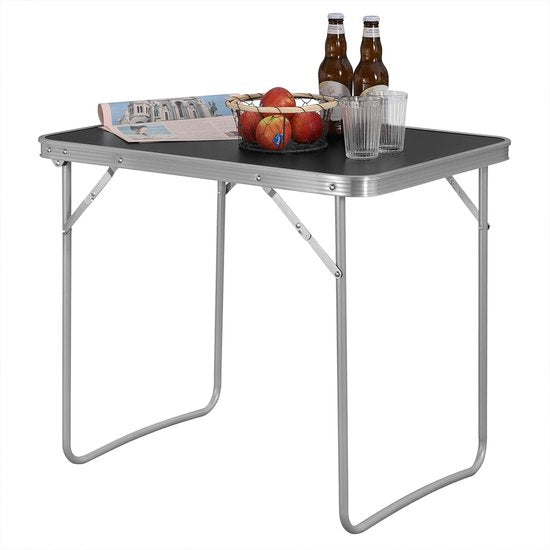 Table pliante - Bureau portable - Support compact - Surface pliante - Poste de travail de voyage - Tableau léger - Plateau facile à installer - Noir - 70x60x50 cm