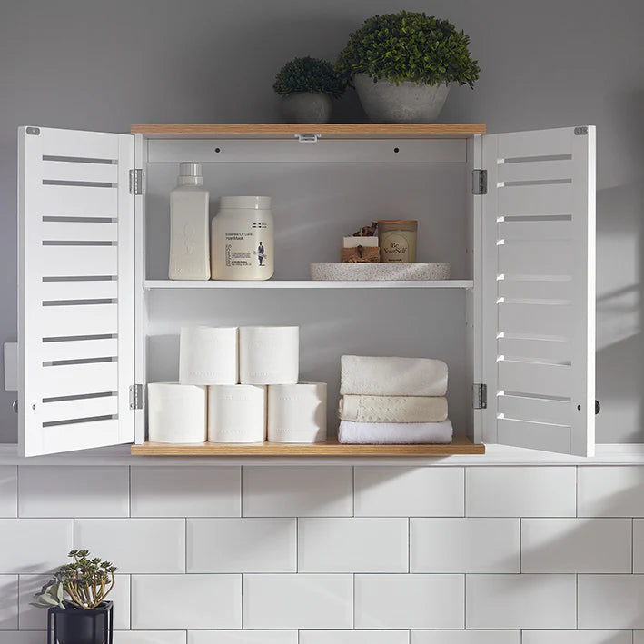 SoBuy Armoire murale - Armoire suspendue de salle de bain - Blanc - 60x56x19cm - BZR42-W