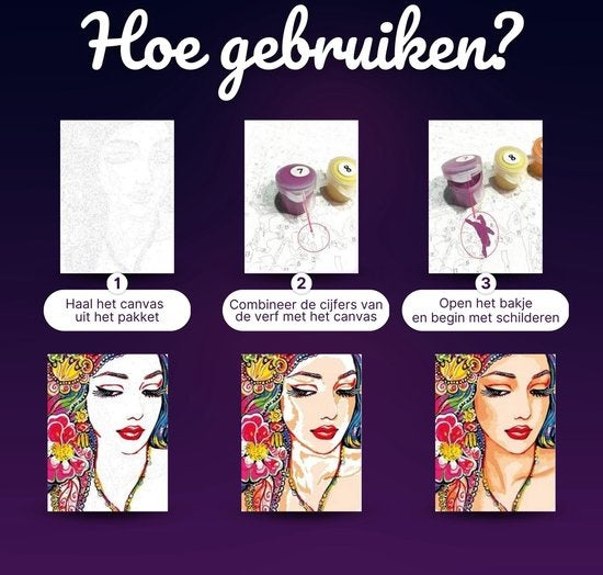 Rubye® Painting By Number Adults - Chat coloré - Peinture et pinceaux inclus - Canvas Painting canvas - Colour by Number - 40x50cm