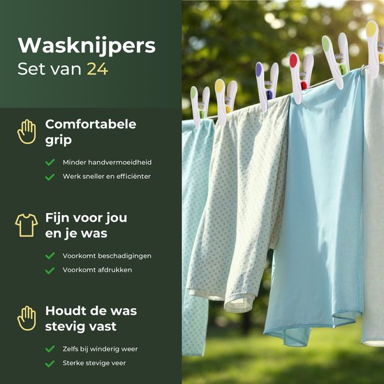 Gandria Pinces à linge 24 pièces - Pinces à linge en plastique - Lot de 24 pinces à linge en plastique - Pinces à linge pour portemanteau 10 Kg - 4 Couleurs