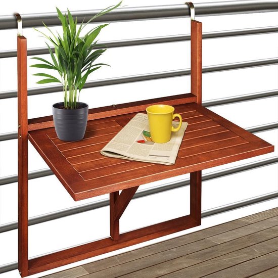 Table de balcon Casaria - Suspension en bois d'acacia certifié FSC® - Marron