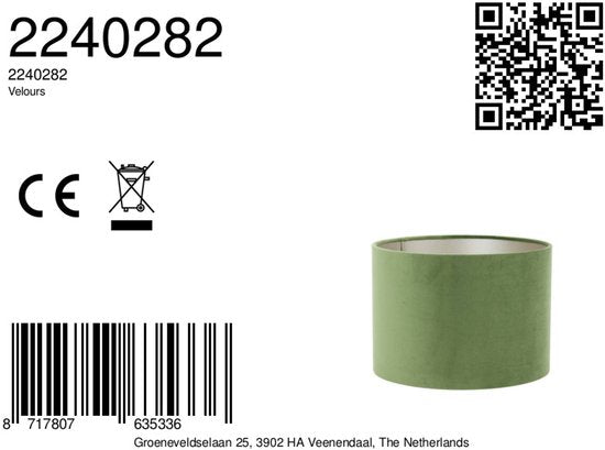 Light & Living - Abat-jour VELOURS - Ø 40 x 30 cm - Vert