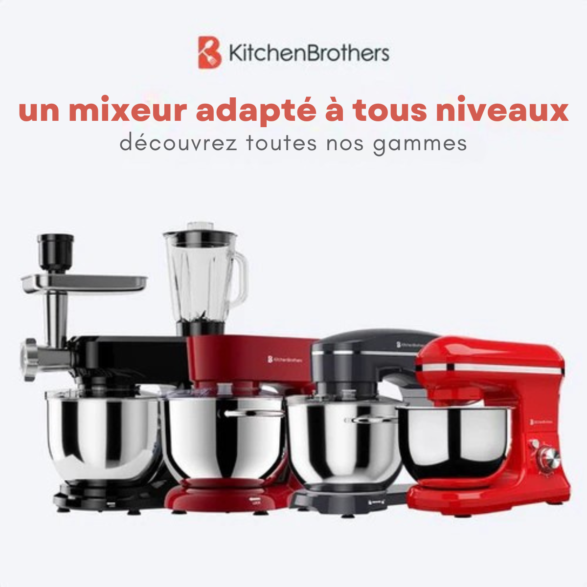 Robot de cuisine - KitchenBrothers - 5L - Mixeur de cuisine - 1200W - Rouge