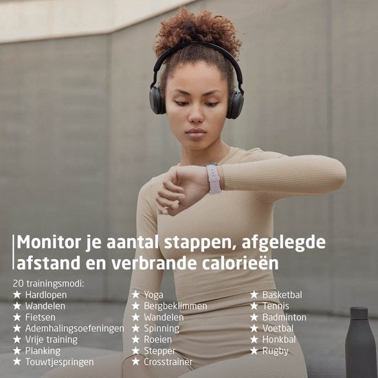 BREND Smartwatch pour femmes et hommes - podomètre, tensiomètre et cardiofréquencemètre - montre de sport - étanche - blanc