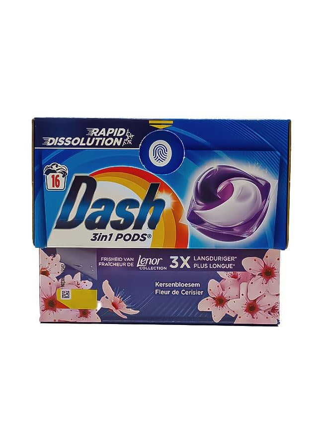 Capsules de lessive Dash Pods Cherry Blossom - 16 capsules - Parfum de fleur de cerisier