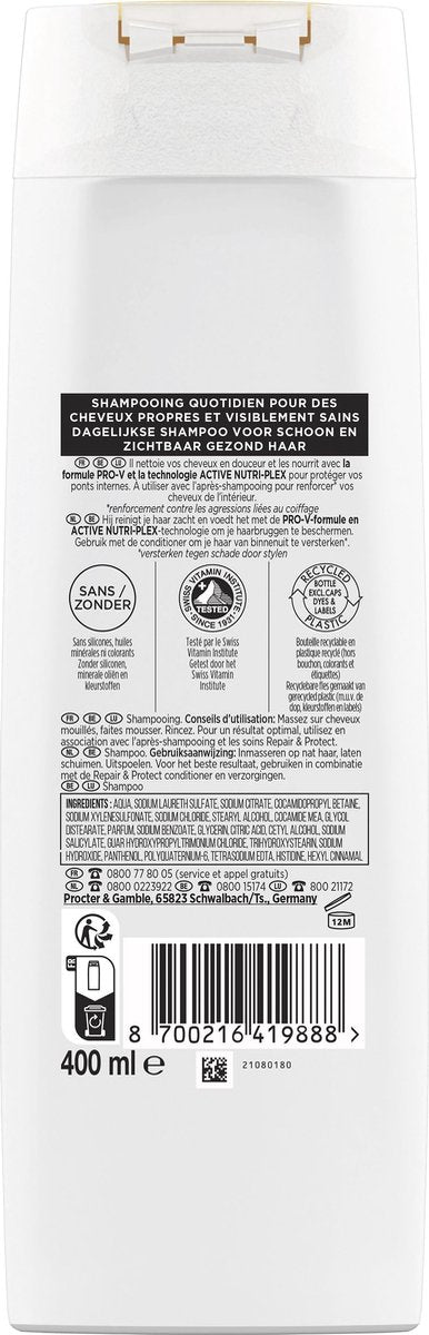 Shampoing Pantene 3 en 1 Repair Protect - Nutrition et réparation - 6 x 325 ml