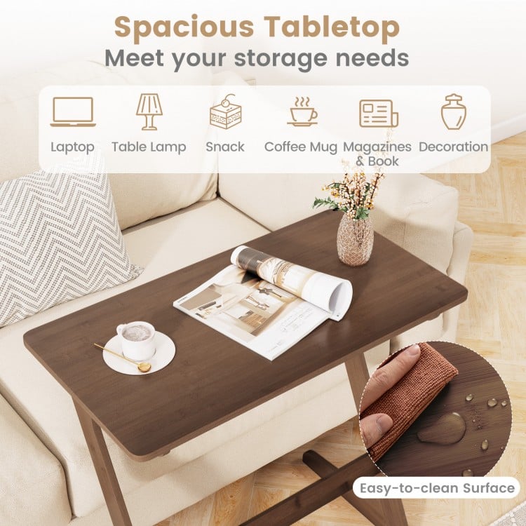 Coast Z-shaped Side Table Bamboo Brown/Natural - 76 x 41 x 71 cm - Table d'appoint pour canapé