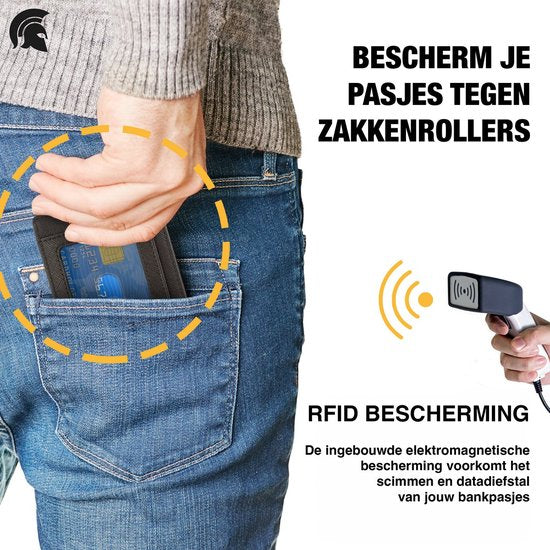 POWR Card Holder Men Black - Etui protecteur de carte bancaire avec antivol - Technologie RFID - 5 à 7 cartes - Porte-cartes en cuir