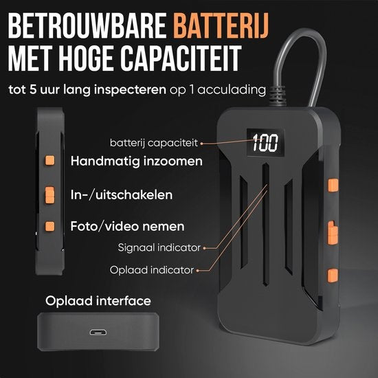 Strex Inspection Camera 5M - Android/IOS - IP68 Waterproof - 1080P HD - LED Illumination - Endoscope - Caméra d'inspection - Inspecter avec le téléphone