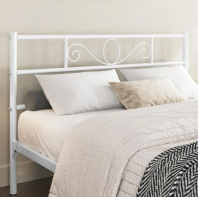 Cadre de lit en métal Yaheetech - Blanc - 206 x 142,5 x 88,5 cm - Matelas 140 x 200 cm - Avec sommier à lattes