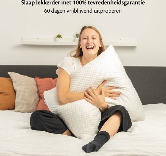 Oreiller orthopédiques en bambou Ella ® pour douleurs aux cervicales - 80 x 80cm - Mousse à mémoire de forme / Rembourrage en mousse à mémoire de forme - Ergonomique et orthopédique - Taie d'oreiller incluse
