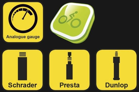 Pompe à vélo Dunlop avec manomètre - Double valve - Dutch Valve/ French Valve/ Auto Valve