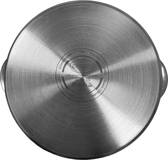 Ceruzo Poêle de cuisson - acier inoxydable - Diamètre 24 cm - H 14,5 cm - 6,3 L - toutes sources de chaleur