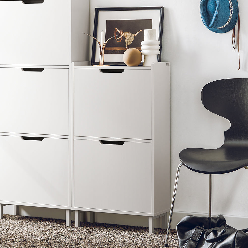 SoBuy FSR151-W Armoire à chaussures avec 3 volets, buffet à chaussures, étagère à chaussures, boîte à chaussures, armoire de couloir, armoire de rangement pour chaussures