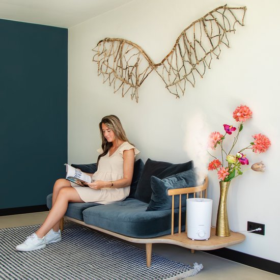 VONROC Humidificateur 2,6 litres - ultrasonique - sortie de brume 360° - blanc